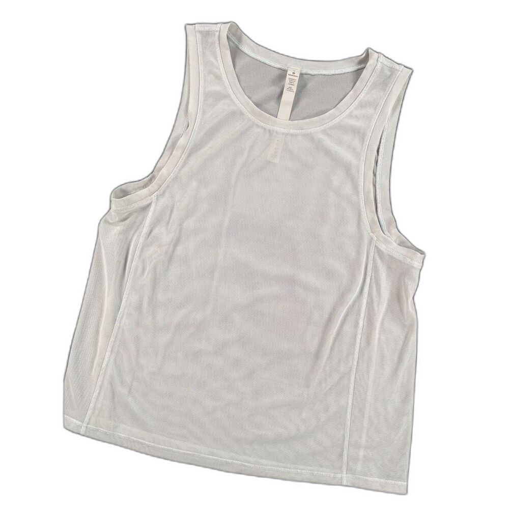 Lululemon Grey Mesh Muscle Workout Tank Top Size 4 Activewear Gym Running Yoga